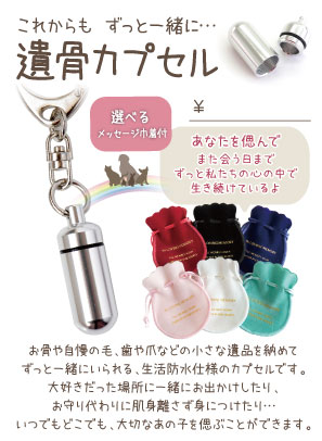 遺骨カプセルSSキーホルダー（巾着付き）　スタンドPOP【0円】（A1）